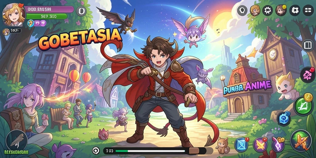 Tampilan gameplay GOBETASIA yang penuh warna dan penuh aksi.