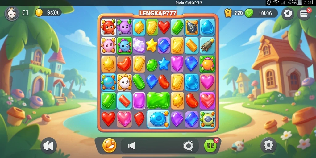 Screenshot gameplay seru LENGKAP777 dengan karakter dan item menarik.