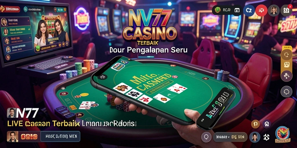 Gameplay Live Casino NV77 dengan dealer langsung dan suasana interaktif.
