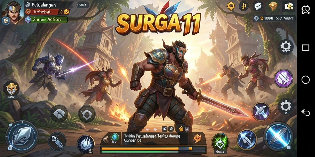 Tampilan gameplay seru dari tindakan mendebarkan di SURGA11.